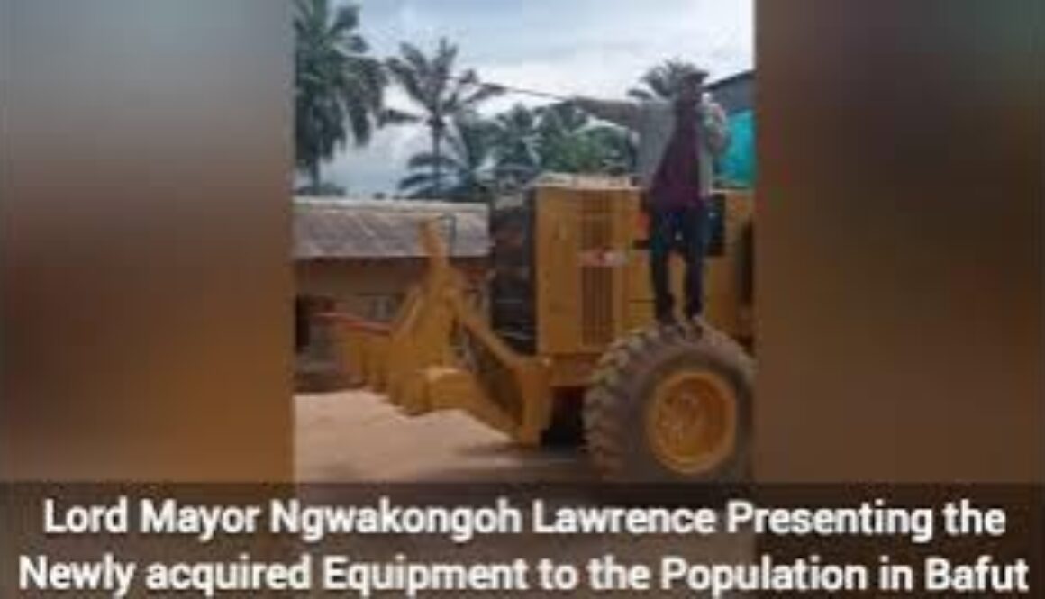 Lord Mayor Ngwakongoh Lawrence Presenting the Newly acquired Equipment to the Population in Bafut