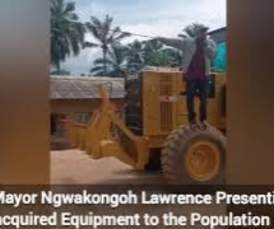 Lord Mayor Ngwakongoh Lawrence Presenting the Newly acquired Equipment to the Population in Bafut