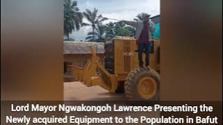 Lord Mayor Ngwakongoh Lawrence Presenting the Newly acquired Equipment to the Population in Bafut